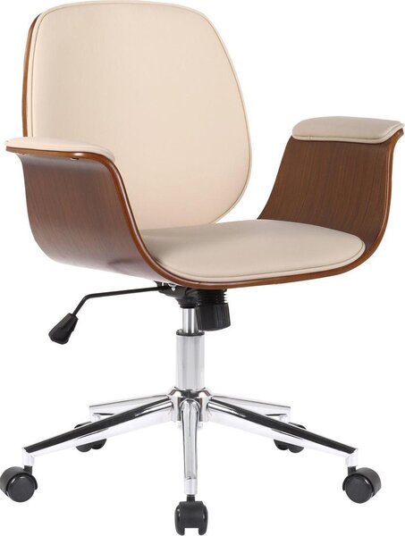 Sedia girevole ergonomica - sedia da ufficio - Pelle finta, facile da pulire, posizione di seduta confortevole | colore: noce/crema