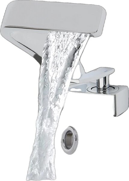 Rubinetto per lavabo, a soffitto, con comando per acqua calda e fredda, argento