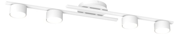 Plafoniera 4 Luci Fragment In Acciaio Bianco Diffusori Cilindrici