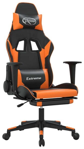 VidaXL Sedia da gioco con poggiapiedi in ecopelle nera e arancione