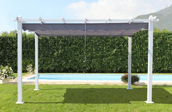 Pergola da Giardino 3x3m in Alluminio Tortora Telo Grigio