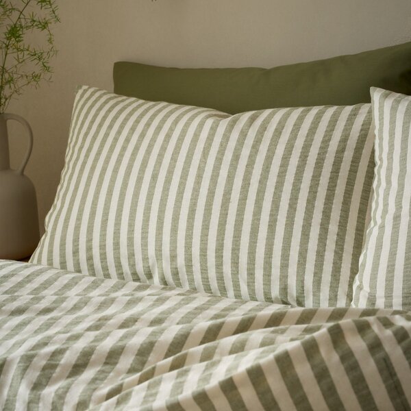 Set copripiumino e federa verde per letto singolo 135x200 cm Cotton Rich Woven Stripe – Pineapple Elephant