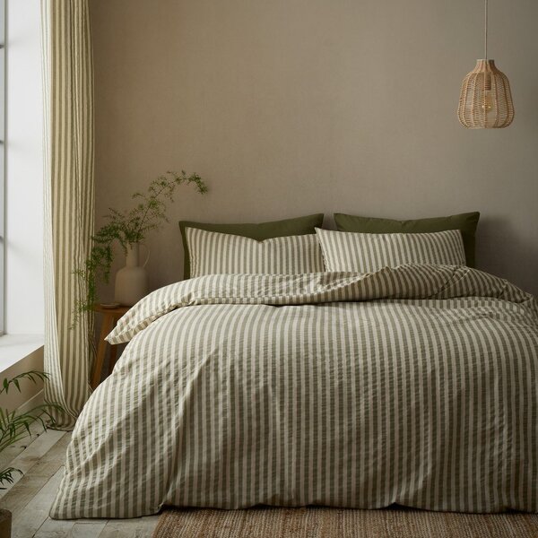 Set copripiumino e federa verde per letto singolo 135x200 cm Cotton Rich Woven Stripe – Pineapple Elephant
