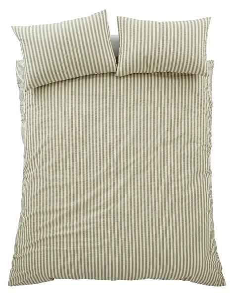 Set copripiumino e federa verde per letto singolo 135x200 cm Cotton Rich Woven Stripe – Pineapple Elephant
