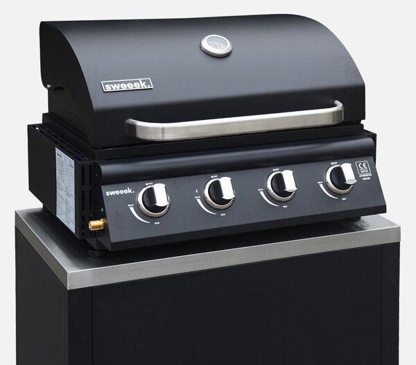 Barbecue a gas a 4 bruciatori, Nero