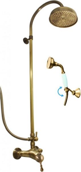 Miscelatore per doccia LABE - OLD BRASS con soffione e doccetta, Colore: ottone vecchio, Dimensioni: 150 mm (L581.5/3SM)