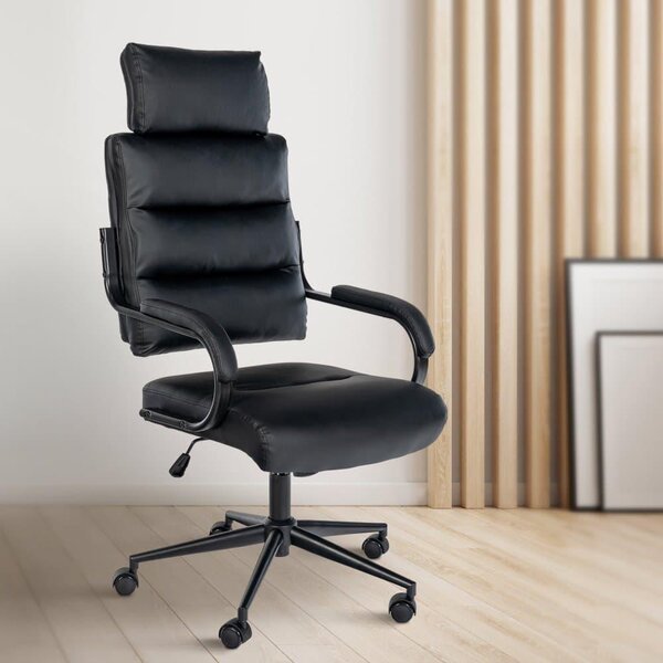 Sedia ergonomica per ufficio - Sedia da ufficio - Elevata stabilità e comfort di lunga durata | Colore: Nero/Nero