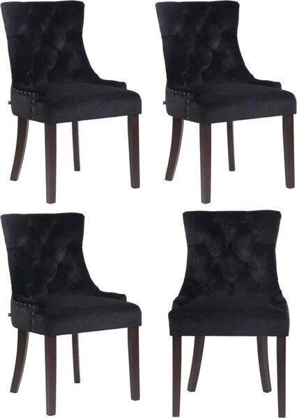 Set di 4 sedie da pranzo - sedie in velluto, elevato comfort di seduta - eleganti cuciture decorative | Colore: Nero | Tono: Antico