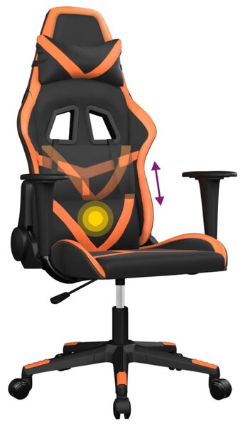 VidaXL Sedia da gioco con funzione massaggio in ecopelle nera e arancione