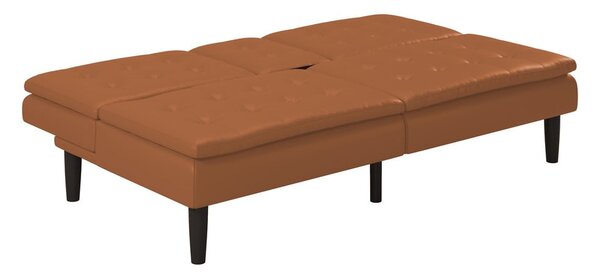 Divano letto in similpelle marrone cognac 191 cm Maine - Støraa