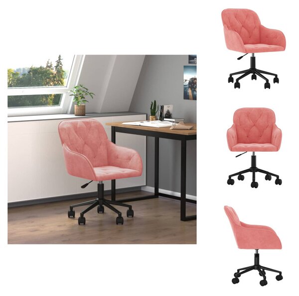 VidaXL Sedia da ufficio girevole in velluto rosa - Sedie da ufficio