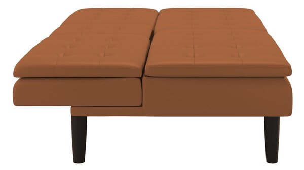 Divano letto in similpelle marrone cognac 191 cm Maine - Støraa