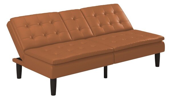 Divano letto in similpelle marrone cognac 191 cm Maine - Støraa