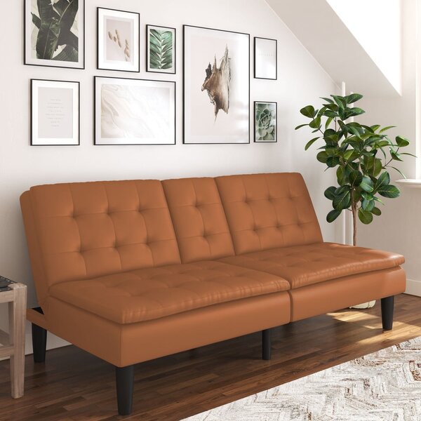 Divano letto in similpelle marrone cognac 191 cm Maine - Støraa