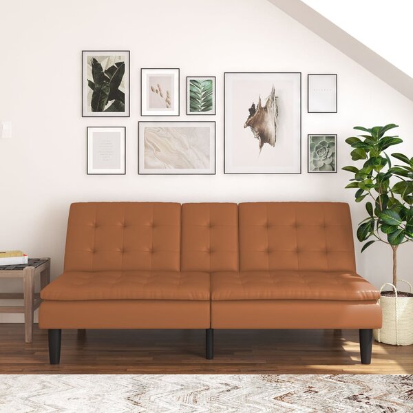 Divano letto in similpelle marrone cognac 191 cm Maine - Støraa