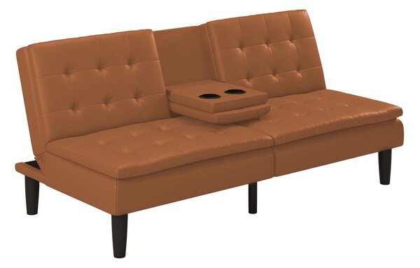 Divano letto in similpelle marrone cognac 191 cm Maine - Støraa