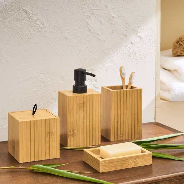 Dispenser per sapone di colore naturale in bambù Hanoi – douceur d'intérieur