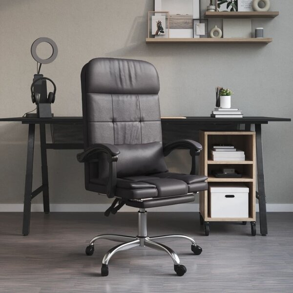 The Living Store Sedia da ufficio con funzione massaggio Similcuoio grigia