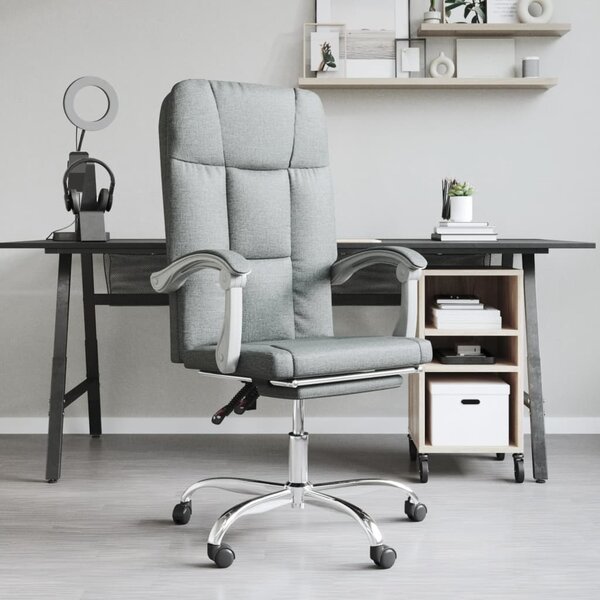 The Living Store Sedia da ufficio con funzione reclinabile in tessuto grigio scuro