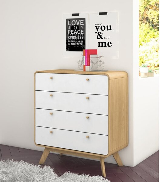 Cassettiera bianca effetto rovere 80x88 cm Caitlin - Støraa