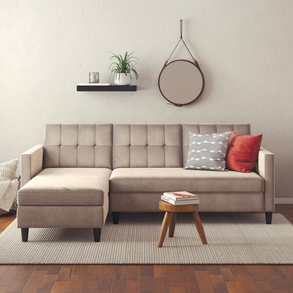 Divano angolare beige in velluto Hartford - Støraa