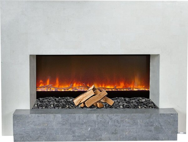 Caminetto elettrico Xaralyn - Santos Ltd - pietra naturale bianca - 1400 Watt di riscaldamento - con telecomando - edizione limitata - caminetto da incasso incluso - caminetto decorativo