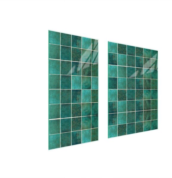 Piastre copri fornelli 2 pezzi 75x52 Copri piano cottura in Vetroceramica tagliere in vetro piastrelle turchesi
