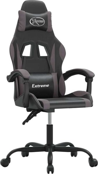 Sedia da Gaming Girevole Nera e Grigia in Pelle finta