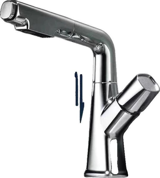 Rubinetto per lavabo, acciaio inox, cartella in ceramica, cromato