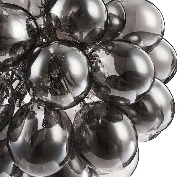 Lampadario Contemporaneo Balbo Metallo Nichel 8 Luci Diffusori Fume