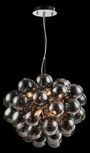 Lampadario Contemporaneo Balbo Metallo Nichel 8 Luci Diffusori Fume