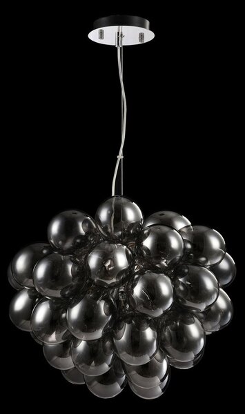 Lampadario Contemporaneo Balbo Metallo Nichel 8 Luci Diffusori Fume