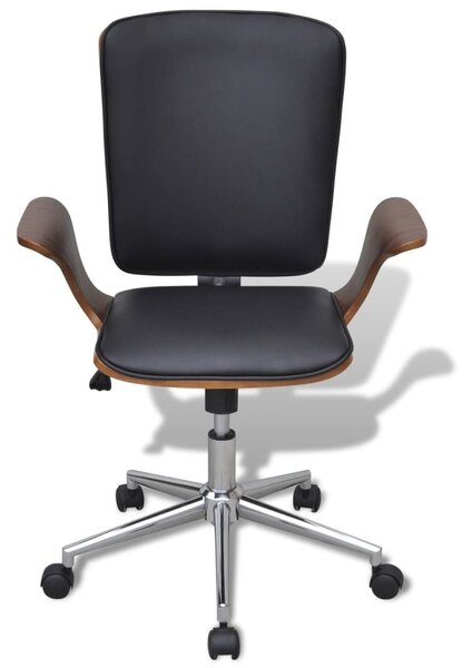 Sedia da ufficio girevole in legno curvato con rivestimento in Pelle finta