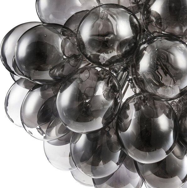 Lampadario Contemporaneo Balbo Metallo Nichel 8 Luci Diffusori Fume
