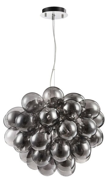 Lampadario Contemporaneo Balbo Metallo Nichel 8 Luci Diffusori Fume