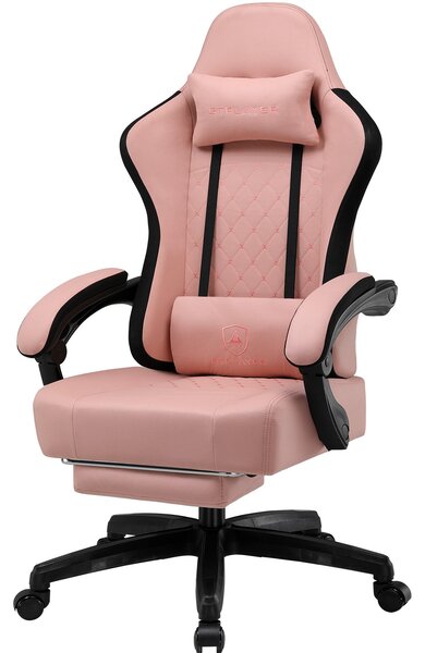 GTPLAYER sedia da gioco Poltrona ergonomica da gioco Sedia da scrivania Sedia da corsa per PC gamer con superficie in tessuto, cuscino di seduta in piuma con poggiapiedi arancione