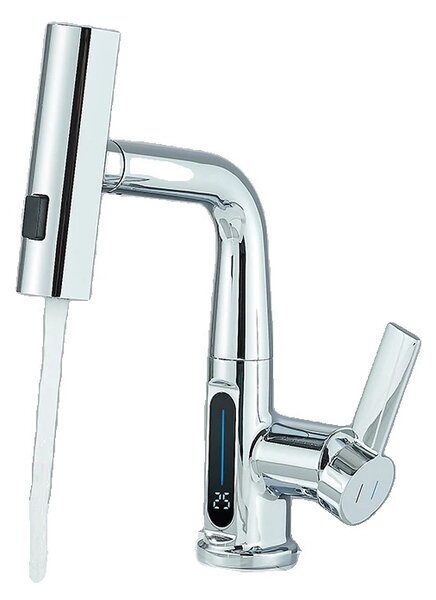 Rubinetto per lavabo, design contemporaneo, robusta costruzione in ottone, materiali senza piombo , Cromo