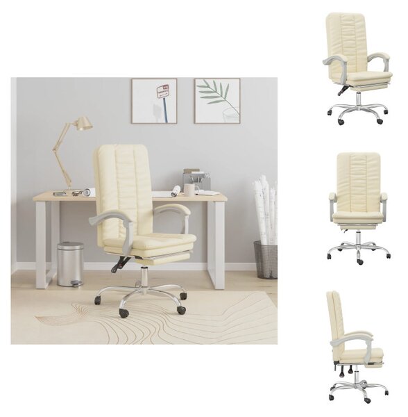 VidaXL Sedia da ufficio con funzione reclinabile in Pelle finta crema - Sedie da ufficio