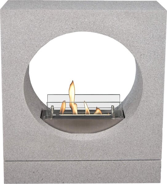 Caminetto a tunnel a etanolo Xaralyn - Milano - look cemento - potenza termica 2 kW - caminetto a libera installazione - caminetto di design - fiamme vere