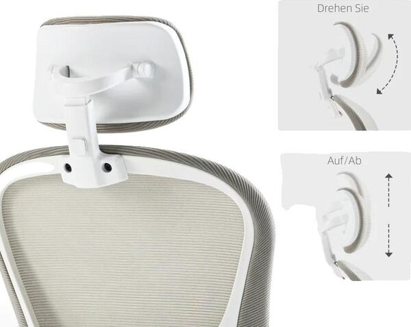 Sedia da ufficio, altezza regolabile 40-50 cm, portata 120 kg, supporto per lo schienale 4D, materiale a rete traspirante, montaggio incluso