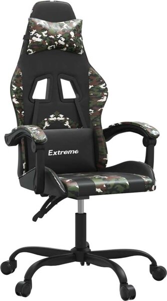 Sedia da Gaming Girevole Nero e Mimetico in Pelle finta