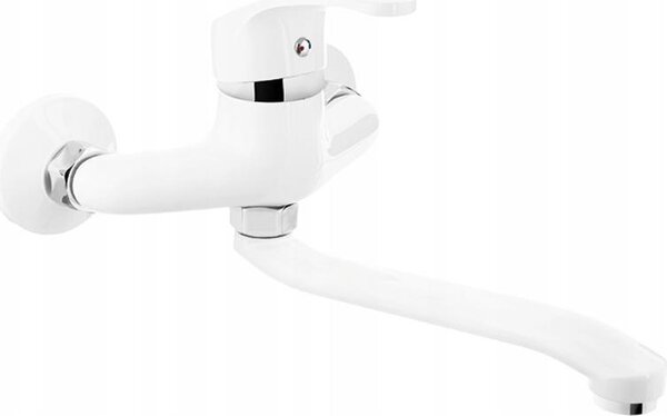 Miscelatore per lavabo a parete Miscelatore per lavabo a parete bianco/cromo KAKADU