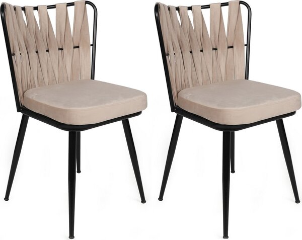 Skye Decor, Kuakl-221 V2, Set di sedie (2 pezzi), Crema, 100 % METALLO, 43 x 43 x 82 cm