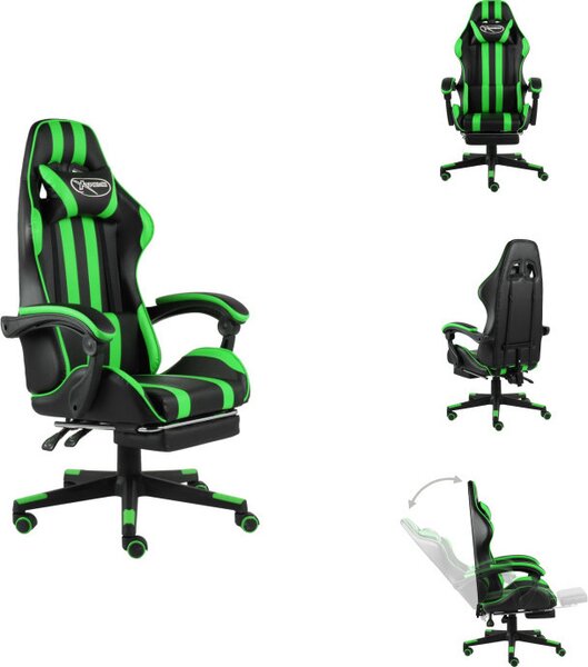 VidaXL Sedia da gioco con poggiapiedi in Pelle finta nera e verde - Sedie da ufficio