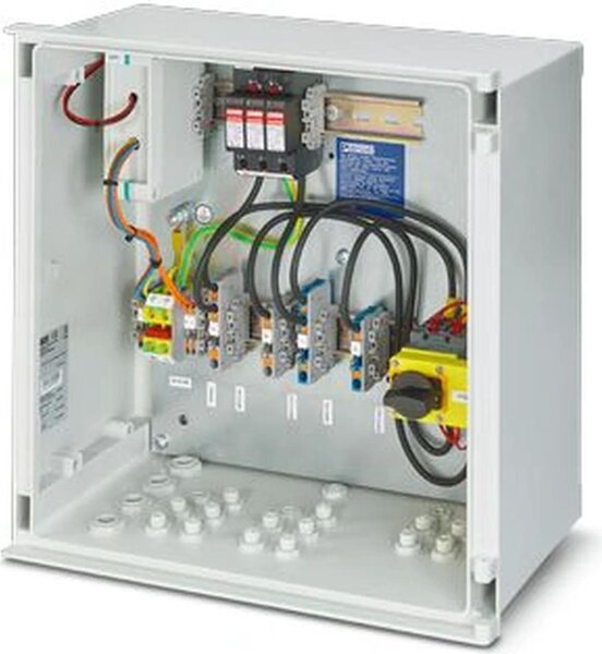 Scatola di collegamento FV Phoenix Contact, 1 MPPT, 1IN/1OUT per MPPT, ÜSS tipo I/II, interruttore antincendio, chiusura, 1 pz