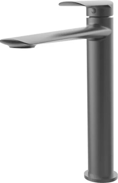 Rubinetto per lavabo con bocca alta senza scarico (tappo) nero opaco