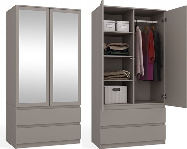 Armadio da ingresso 90 cm con specchio TAAVI - grigio