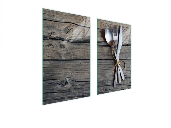 Piastre copri fornelli 2 pezzi 75x52 Copri piano cottura in ceramica tagliere in vetro posate in legno