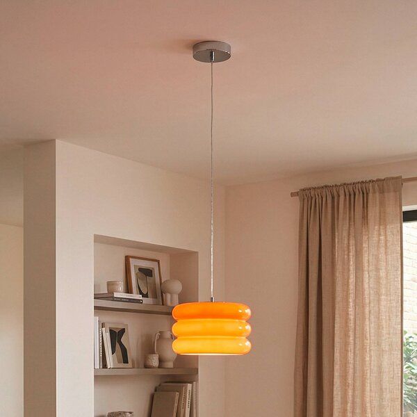 EGLO Lampada a sospensione Tortora, dimmerabile, Giallo / Arancione, Soggiorno / Sala da pranzo, Vetro, Giovanile, Lampada a sospensione