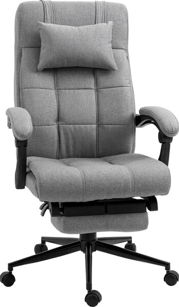 Sedia da ufficio Fortuna Lai con poggiatesta e braccioli, sedia girevole regolabile in altezza con poggiapiedi, in lino, ergonomica, 66 x 70 x 116-124 cm